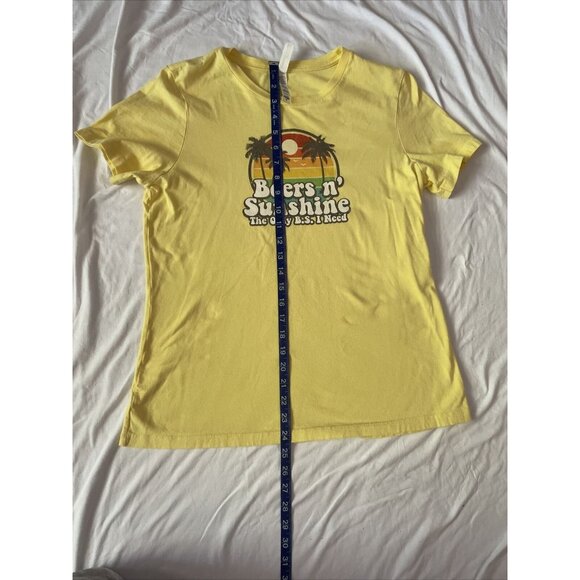 Bella + Canvas Yellow Graphic Tee "Beers N Sunshine The Only B.S. I Need" Airlum - Picture 8 of 11